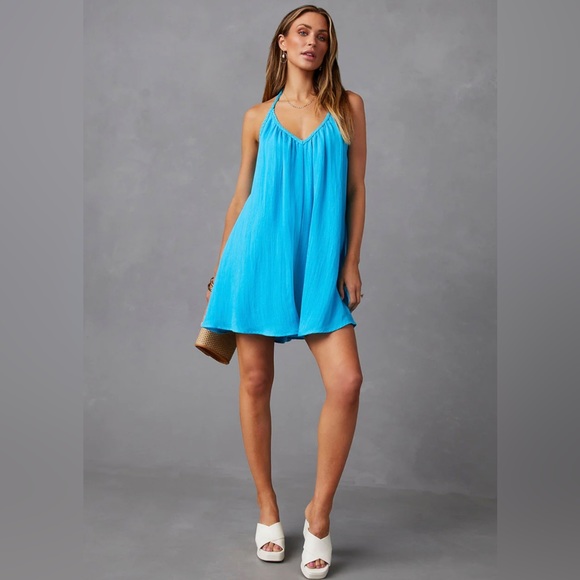 Vici Pants - Vici Dolls JESSAMINE TIE BACK ROMPER - BLUE